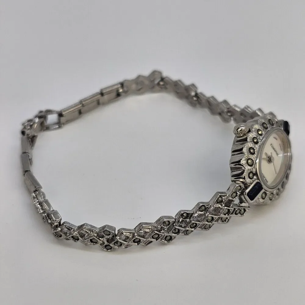 VTG Majestron Watch Women 18mm Marcasite MOP Oval Dial‎ 7